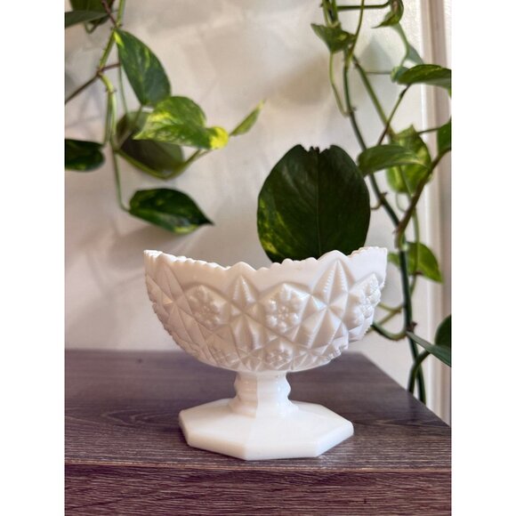 Vintage Milk Glass Taper Candle Holder Dish - Picture 6 of 9